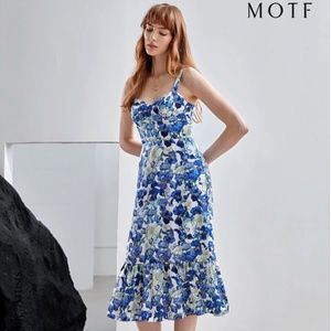 NWOT MOTF X Van Gogh INSPIRED SILK CORSET MIDI DRESS